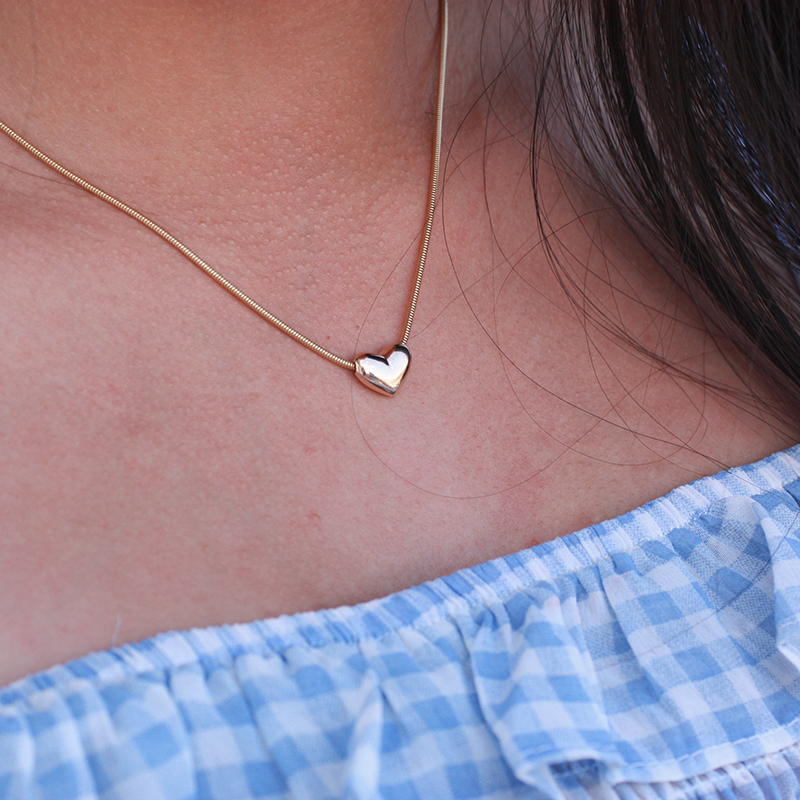 Kompass - solid 18 ct gold heart on snake chain  - 2