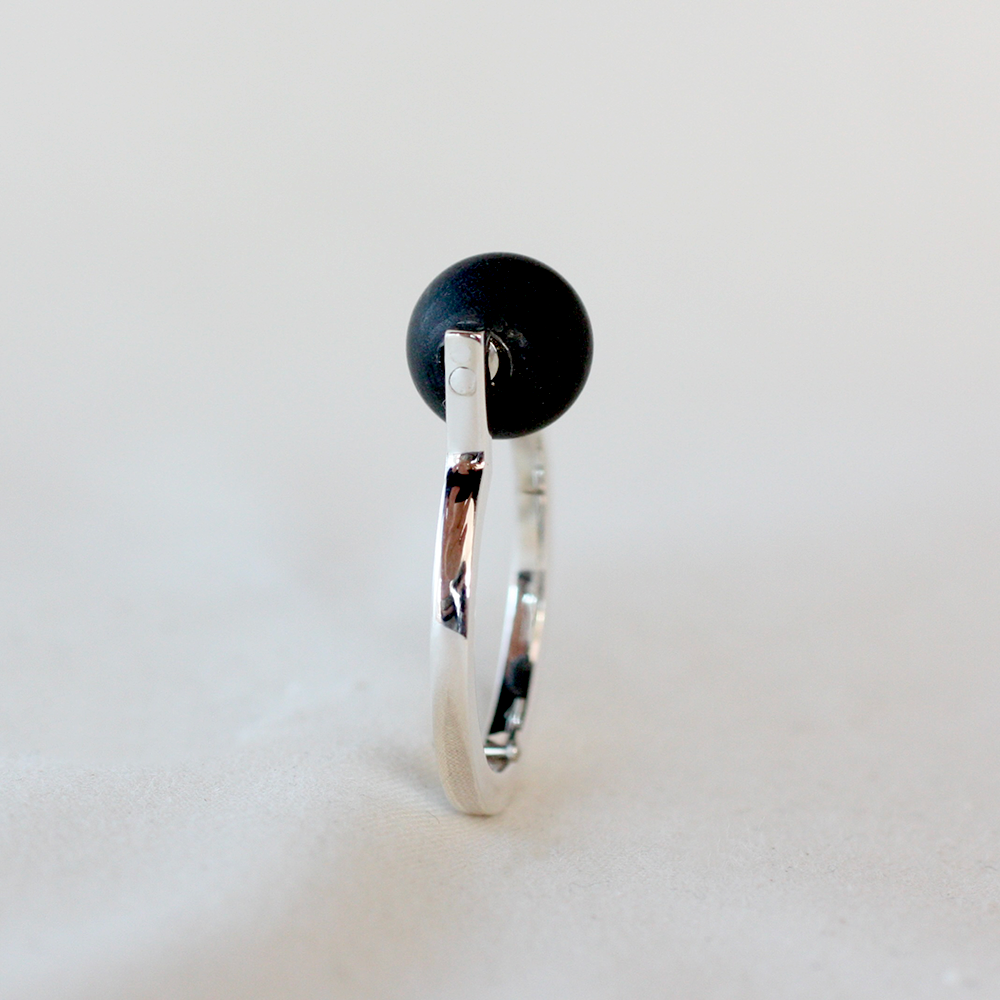 Logg - ring i silver med kulformade stenar - 5