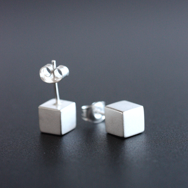 Boj kub - örhänge i silver - 4