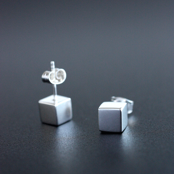 Boj kub - örhänge i silver - 3