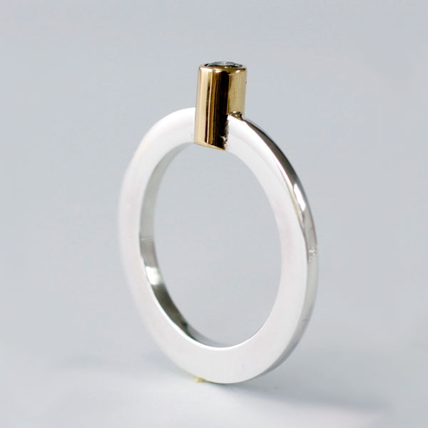 Fyr - sterling silver and 18kt ring with gemstone - 5