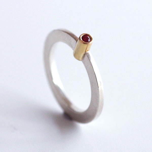 Fyr - sterling silver and 18kt ring with gemstone