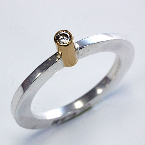 Fyr - sterling silver and 18kt ring with gemstone - 4