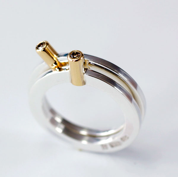 Fyr - sterling silver and 18kt ring with gemstone - 6