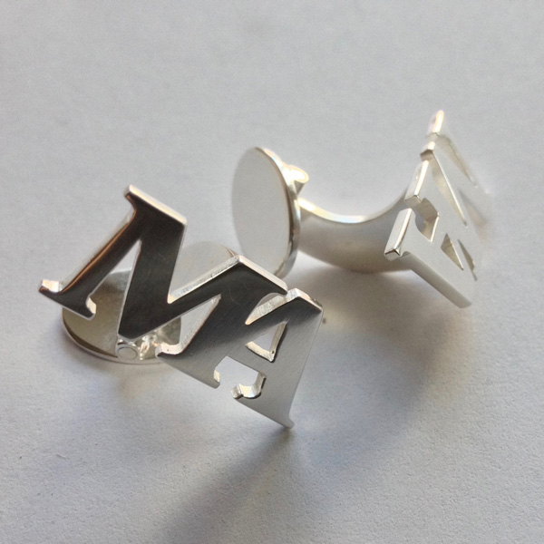 Monogram - manschettknappar i silver - 3