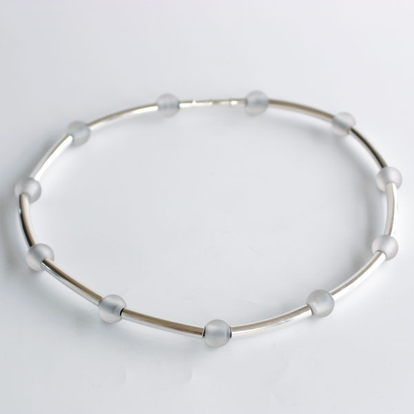 Vattring - sterling silver necklace with bullet shaped stones - 3