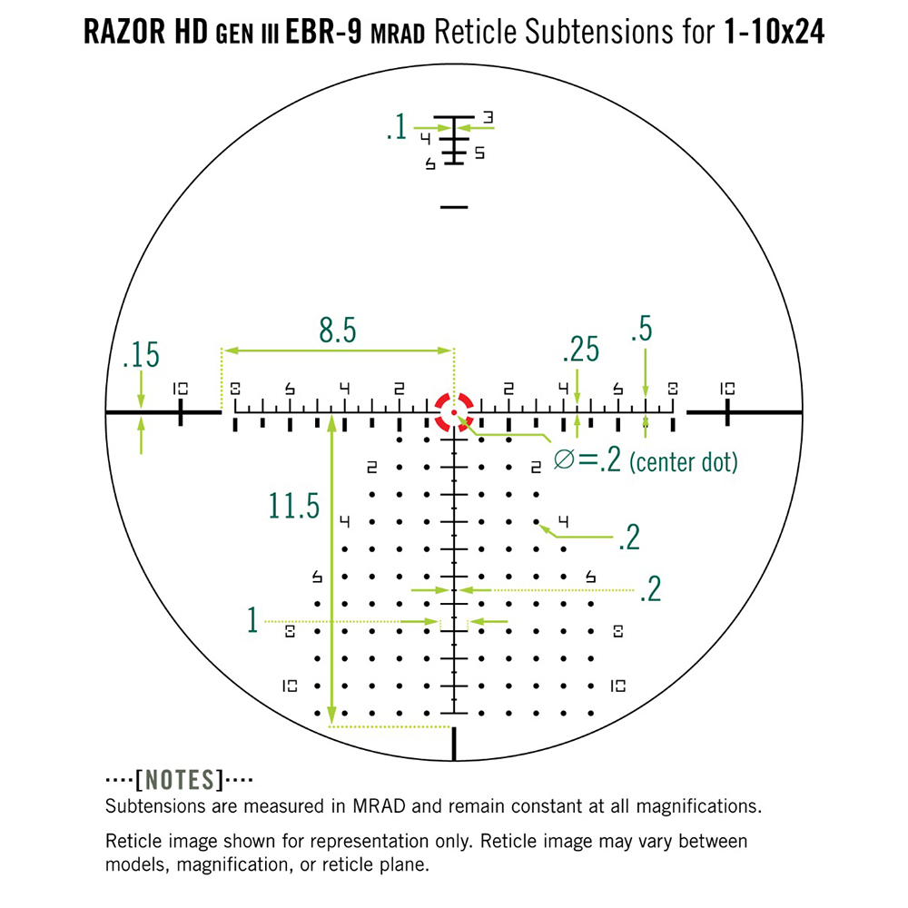 Vortex Razor HD GEN III 1-10×24 riktm EBR-9 MRAD 34mm - 5