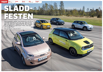 Vi Bilägare 2021/09 Biltest: Fiat Nya 500 / Honda E / Mazda MX-30 / Mini Cooper SE / Peugeot e-208