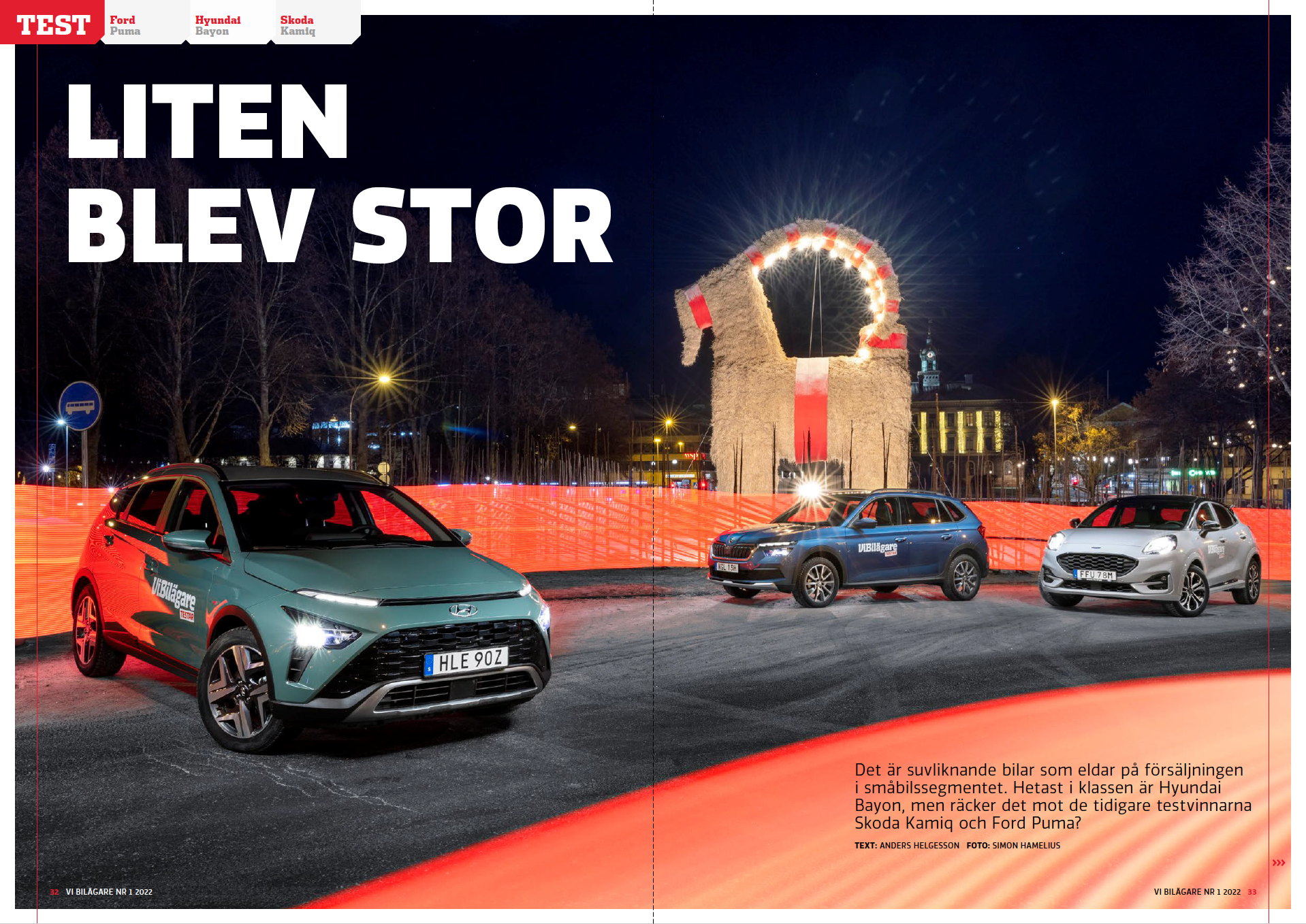 Vi Bilägare 2022/01 Biltest:  Ford Puma / Hyundai Bayon / Skoda Kamiq