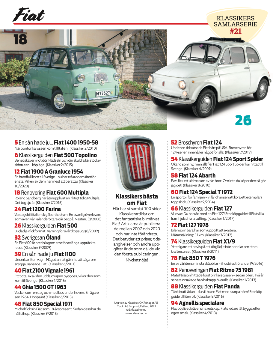 Fiat - Klassikers samlarserie #21 - 2