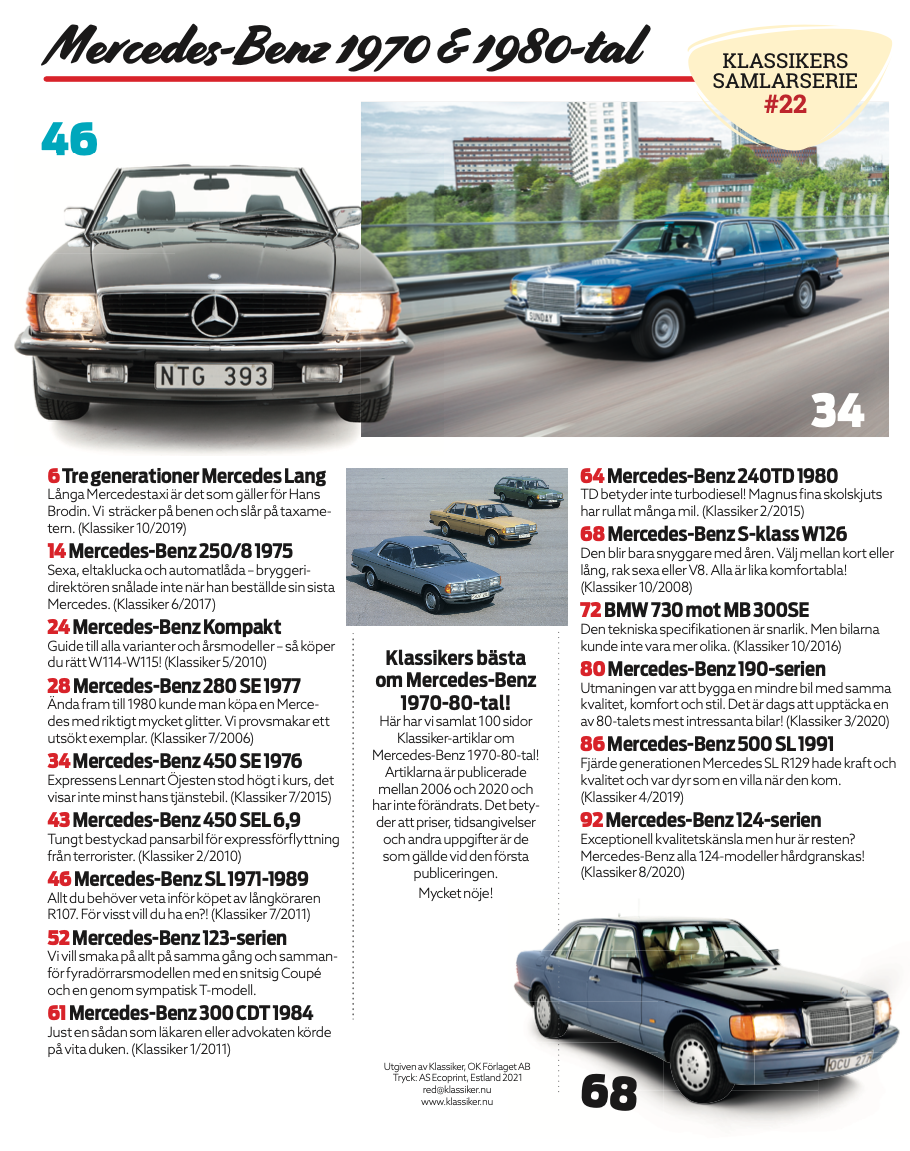 Mercedes Benz 1970-80-tal - Klassikers samlarserie #22 - 2