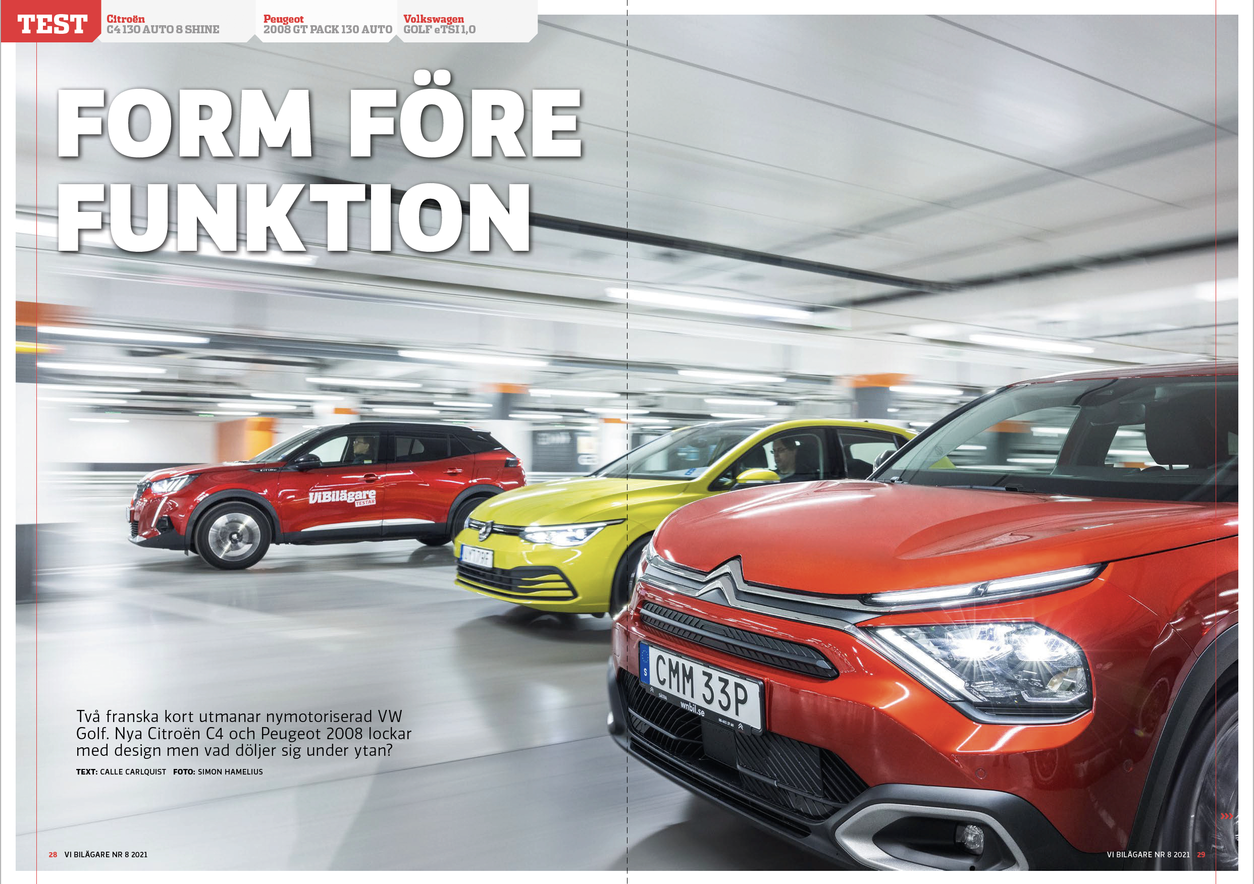 Vi Bilägare 2021/08 Biltest: Citroën C4 / Peugeot 2008 / Volkswagen Golf