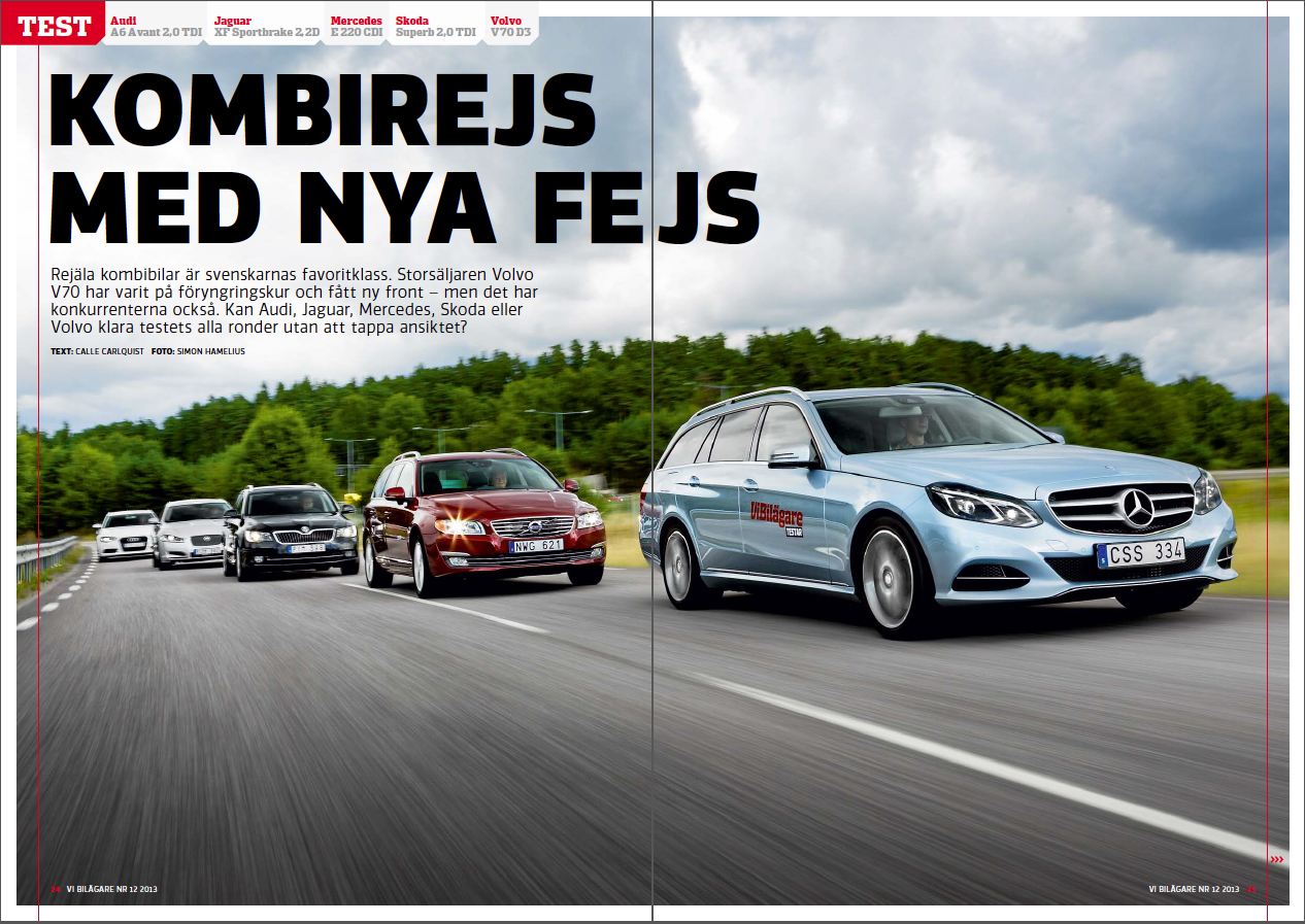 PDF 2013/12 Test: Volvo V70, Audi A6, Jaguar XF, Mercedes E-klass, Skoda Suberb