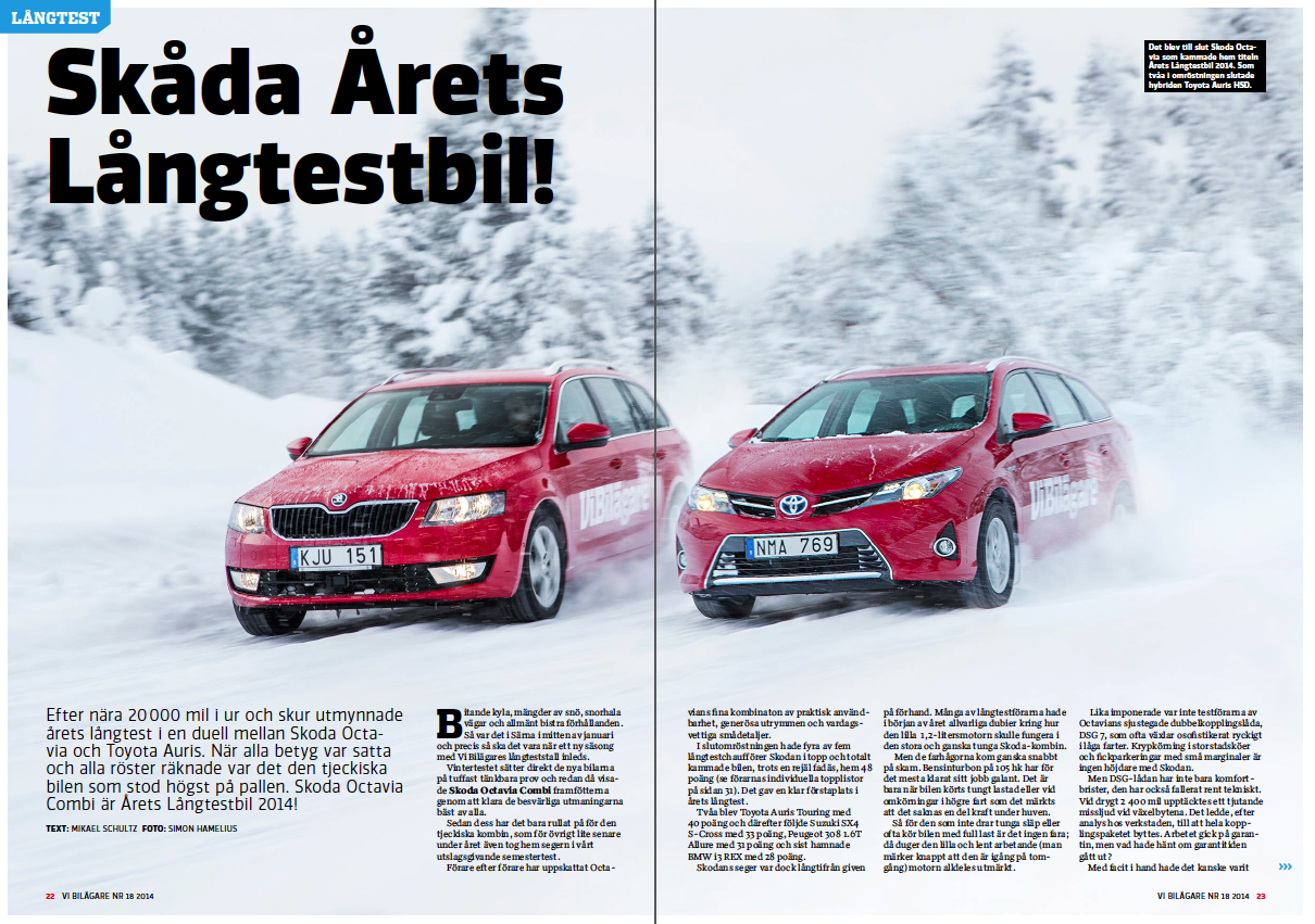 Vi Bilägare Långtidstest 2014 Skoda Octavia och Toyota Auris