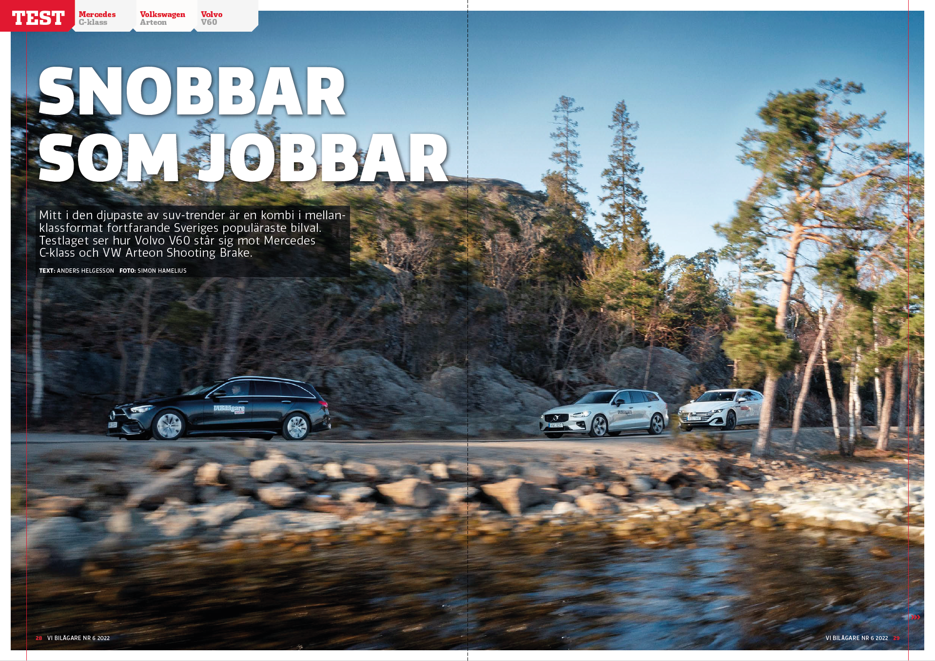 Vi Bilägare 2022/06 Biltest: Mercedes C-klass / Volkswagen Arteon / Volvo V60