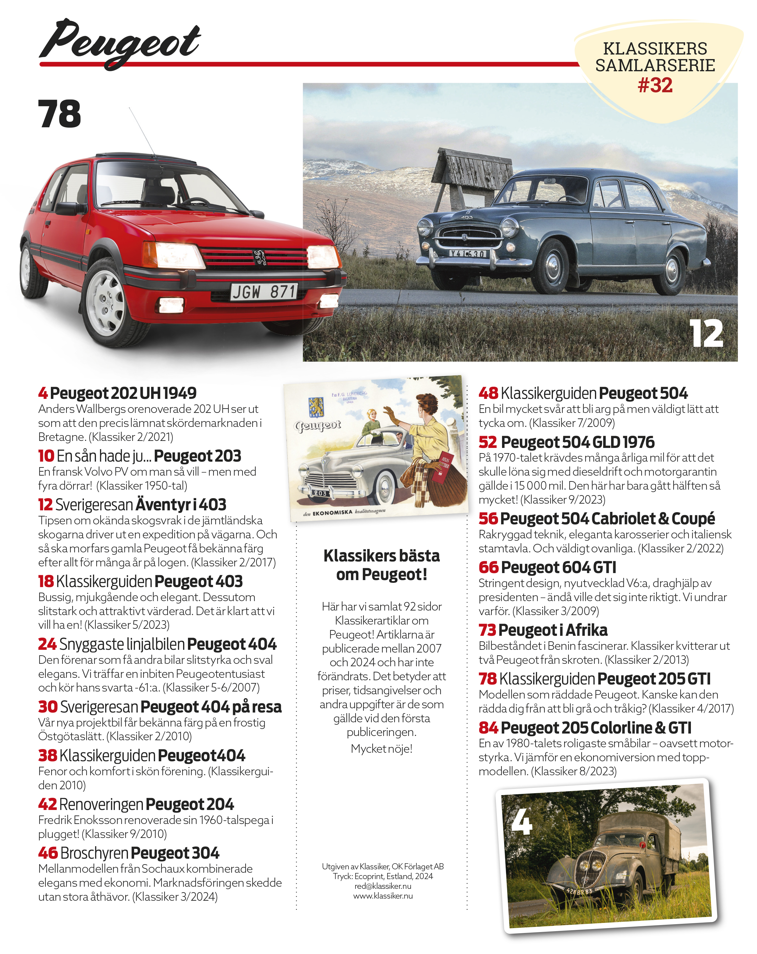 PEUGEOT - Klassikers samlarserie #32 - 2