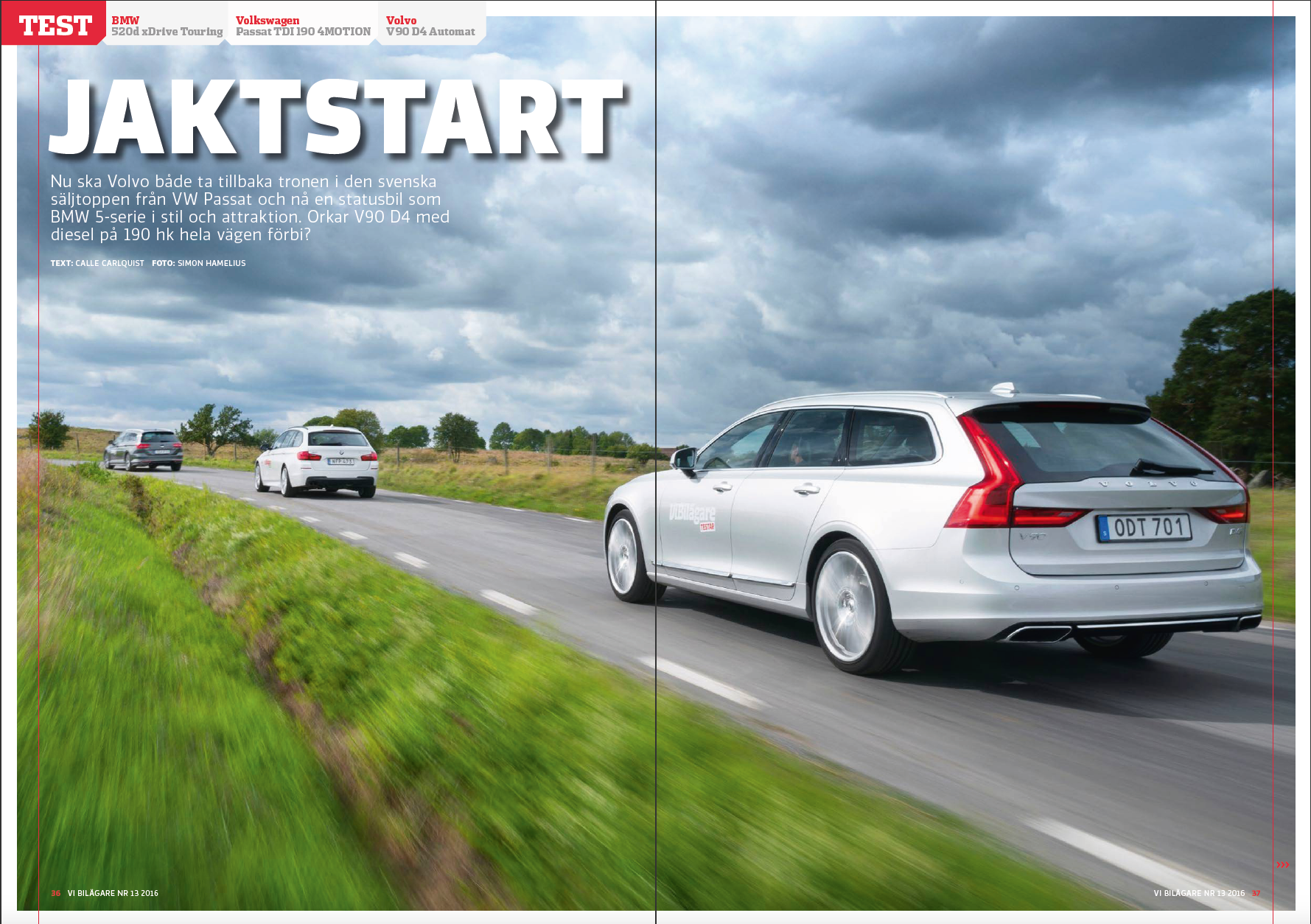 Vi Bilägare 2016/13 Biltest: BMW 520dxDrive Touring, VW Passat TDI 190 4motion, Volvo V90 D4 Automat