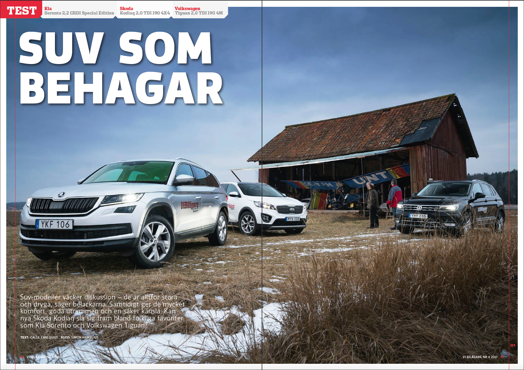 Vi Bilägare 2017/04 Biltest: Kia Sorento 2,2, Skoda Kodiaq 2,0, VW Tiguan 2,0