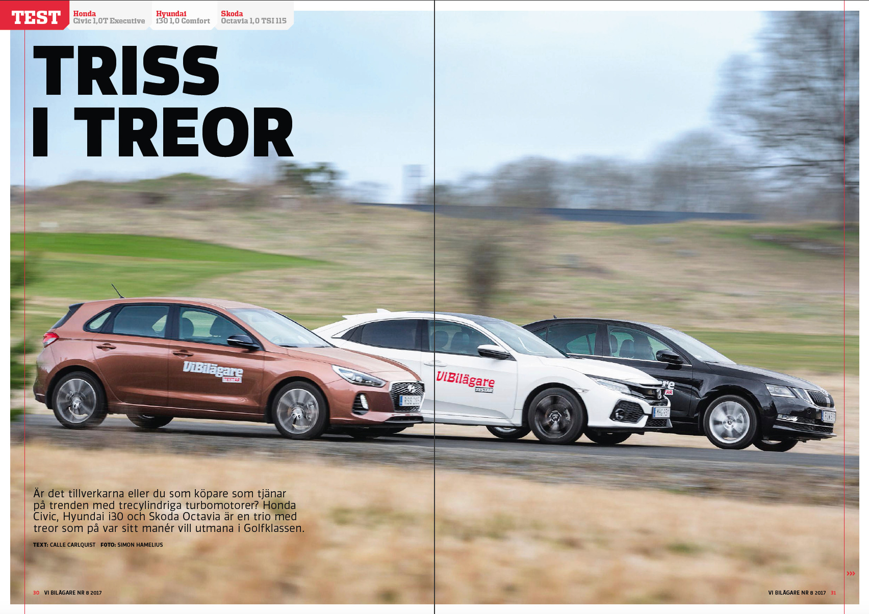 Test 2017/08: Honda Civic, Hyundai i30, Skoda Octavia. Vi Bilägare