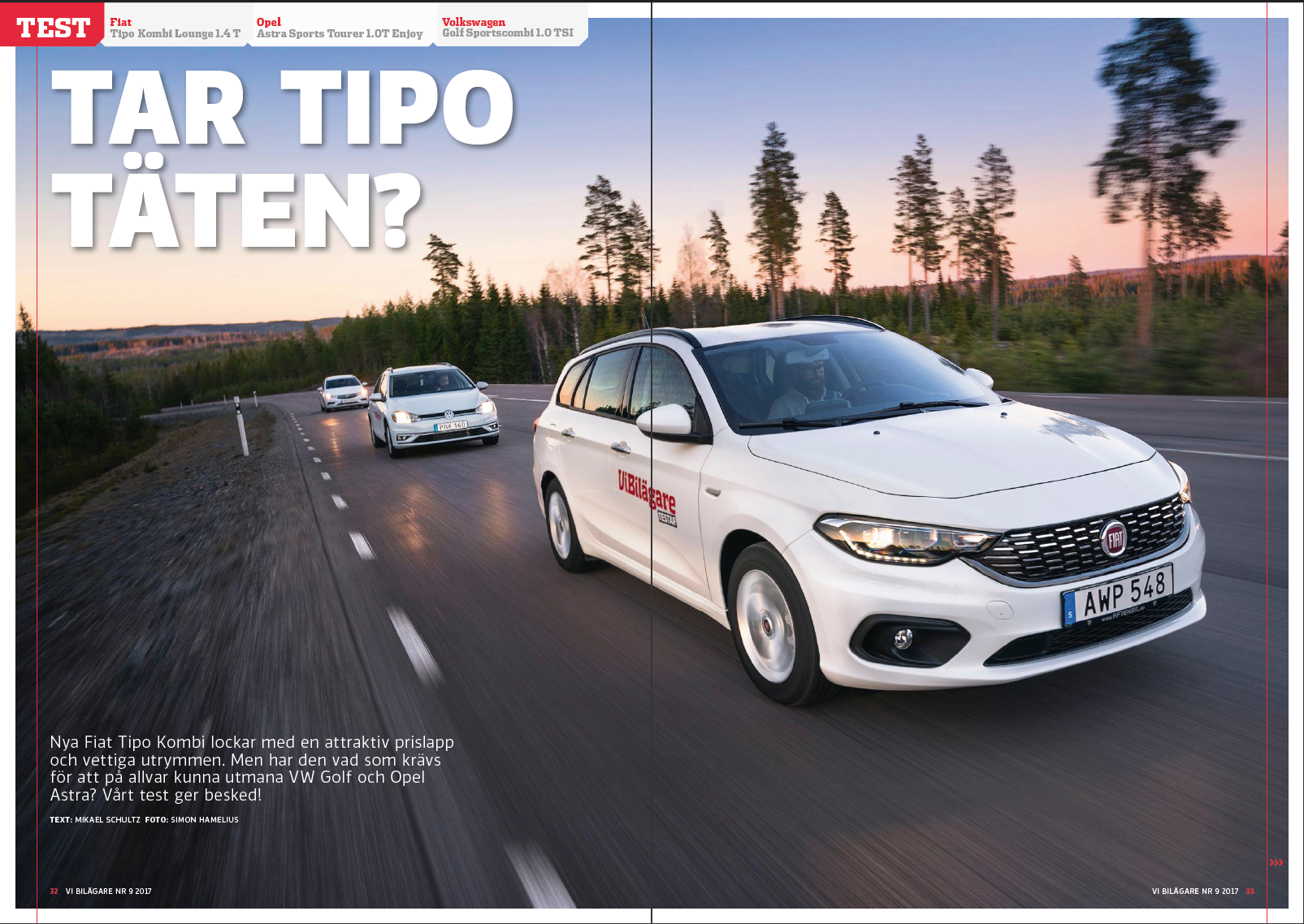 Vi Bilägare 2017/09 Biltest: Fiat Tipo Kombi, Opel Astra Sports Tourer, VW Golf Sportscombi