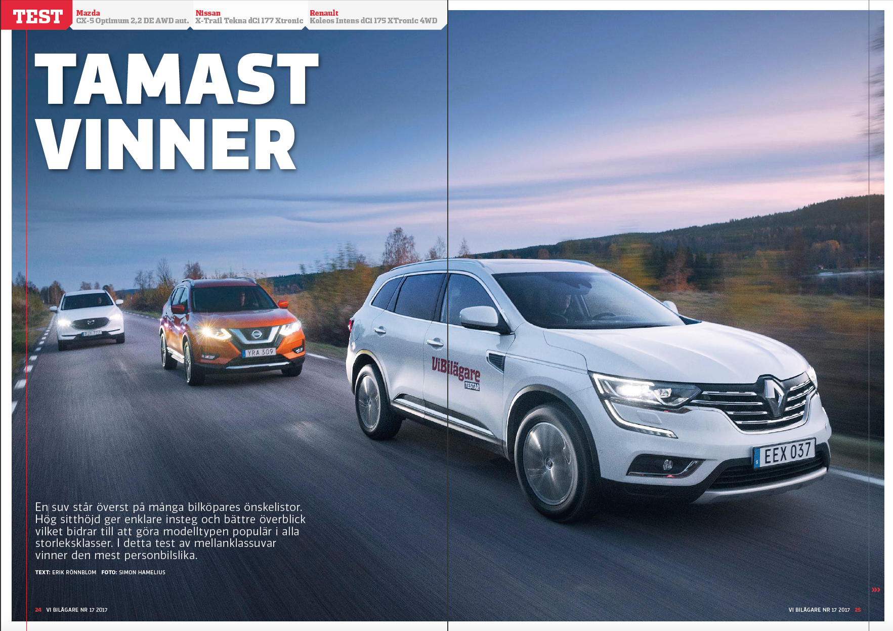 Vi Bilägare 2017/17 Biltest: Mazda CX-5, Nissan X-Trail, Renault Koleos