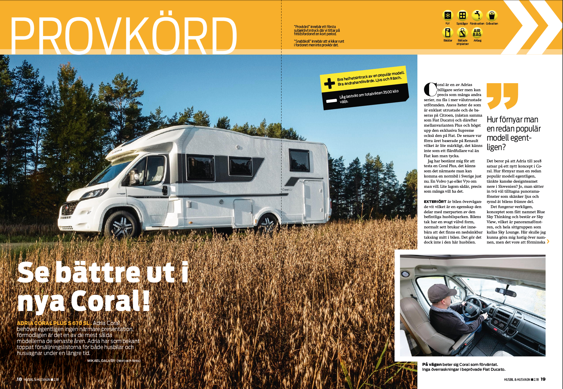 PROVKÖRT: ADRIA CORAL PLUS S 670 SL  - Husbil & Husvagn 02/2018