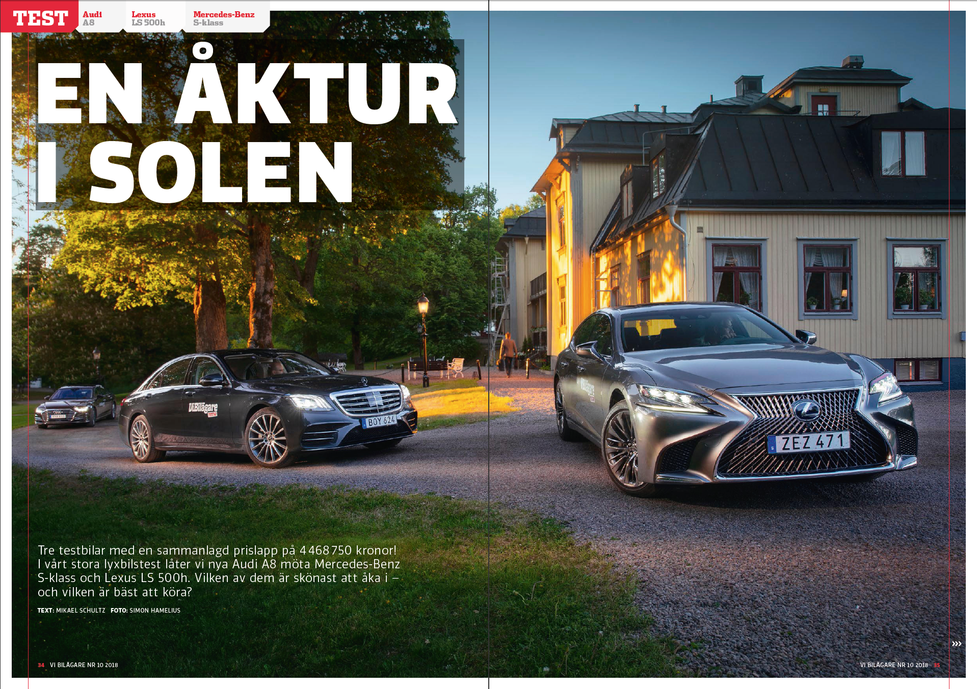 Vi Bilägare 2018/10 Biltest: Audi A8, Lexus LS 500h, Mercedes-Benz S-klass