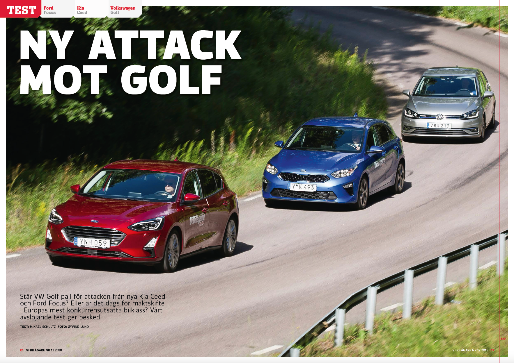Vi Bilägare 2018/12 Biltest: Ford Focus, Kia Ceed, Volkswagen Golf