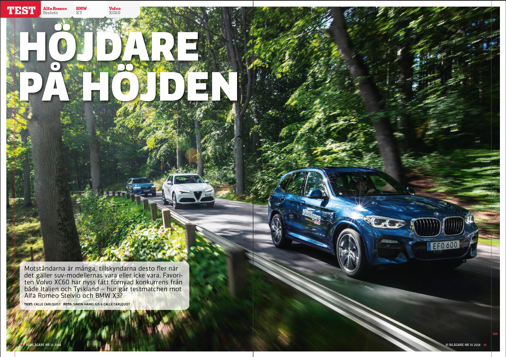 Vi Bilägare 2018/15 Biltest: Alfa Romeo Stelvio / BMW X3 / Volvo XC60