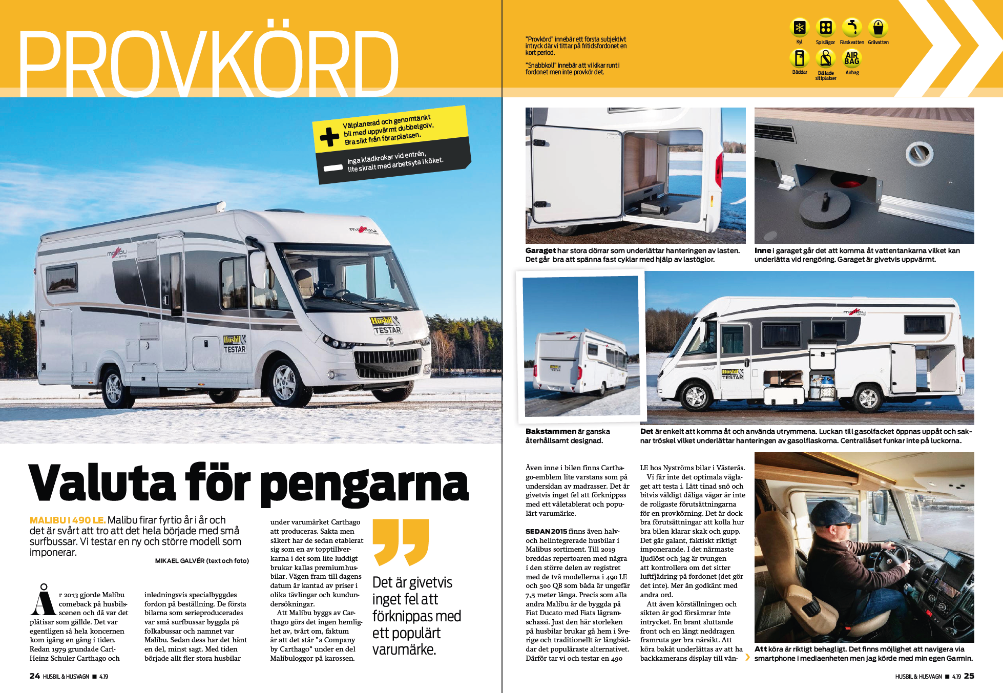 PROVKÖRT: MALIBU I 490 LE.  Husbil & Husvagn 4/2019