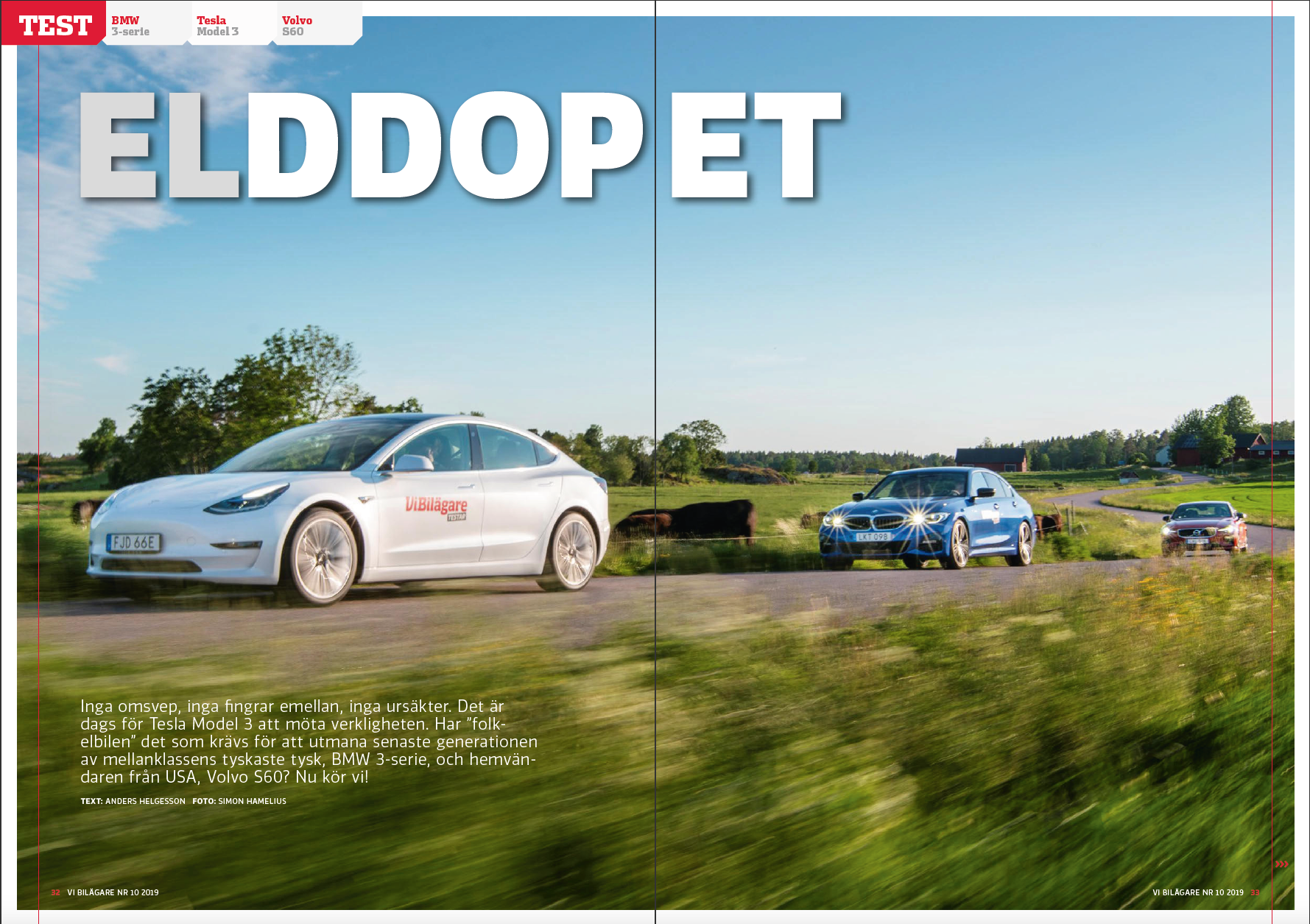 Vi Bilägare 2019/10 Biltest: BMW 3-SERIE/TESLA MODEL 3/VOLVO S60