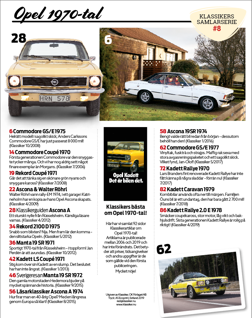 Opel 1970-tal - Klassikers samlarserie #8 - 2