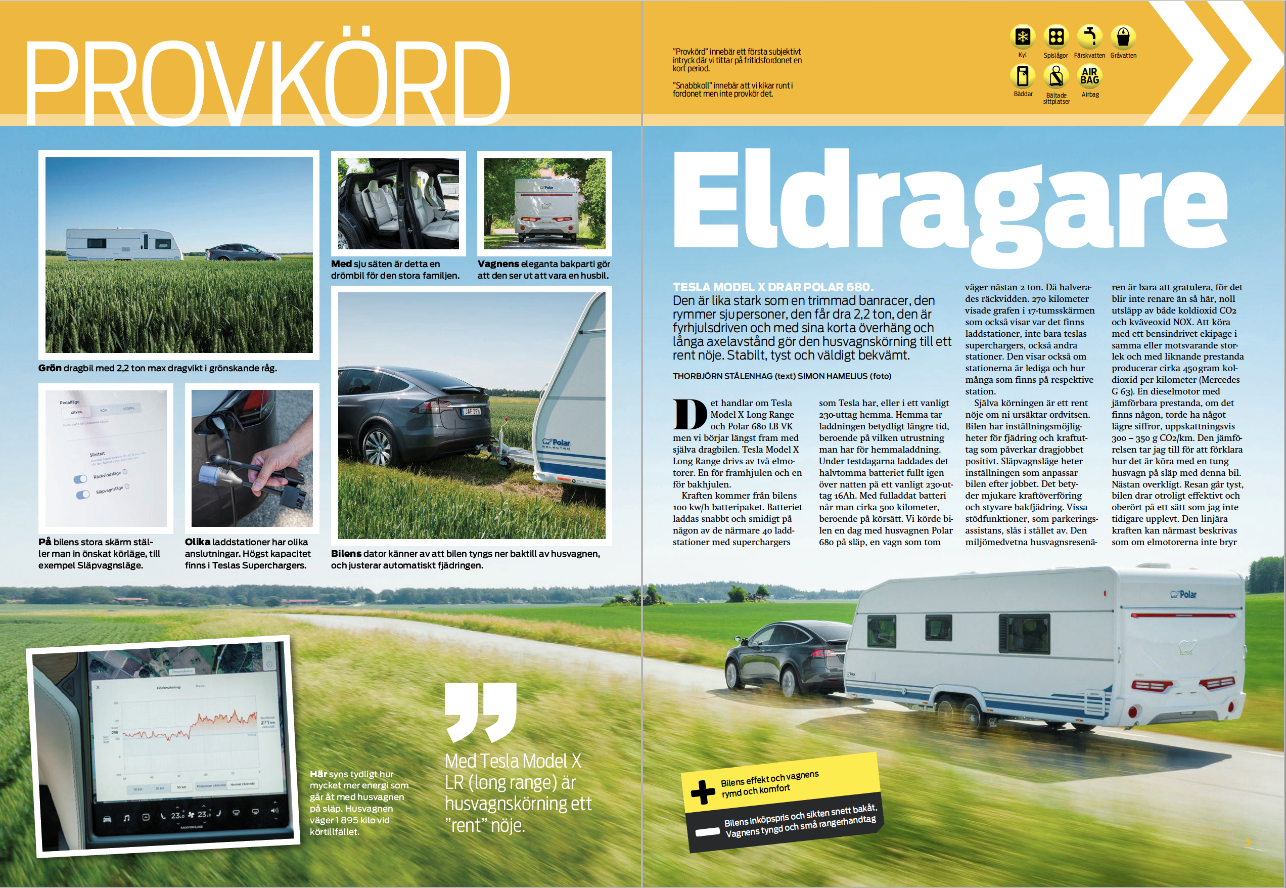 Digital fil: PROVKÖRT: TESLA MODEL X DRAR POLAR 680. Husbil & Husvagn 9/2020