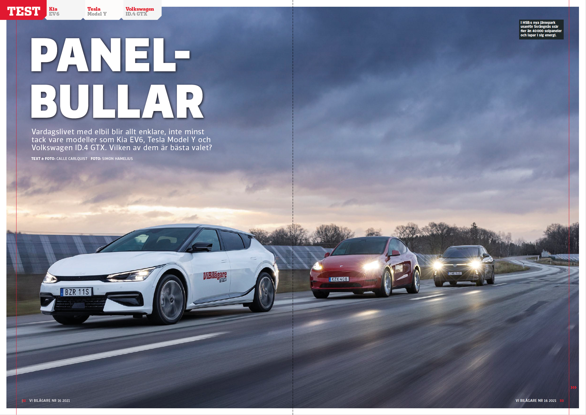 Vi Bilägare 2021/16 Biltest: Kia EV6 / Tesla Model Y / Volkswagen ID.4 GTX