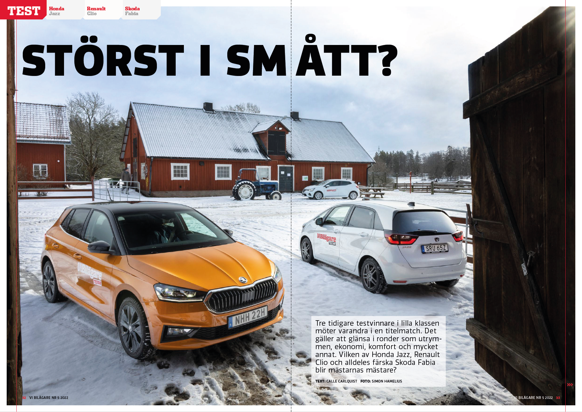 Vi Bilägare 2022/05 Biltest: Honda Jazz / Renault Clio / Skoda Fabia
