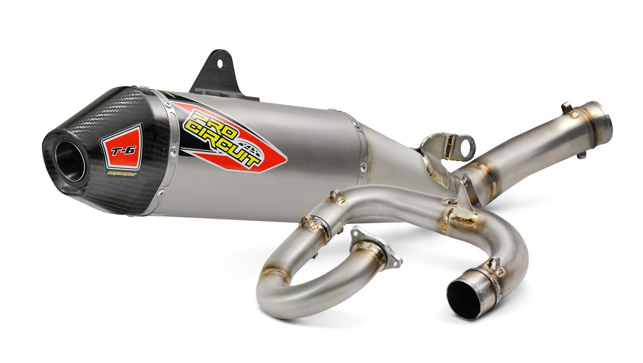PRO CIRCUIT T-6 Stainless Steel Full Exhaust System Aluminum Slip-On/Carbon End Cap Yamaha YZ450F 18-19 