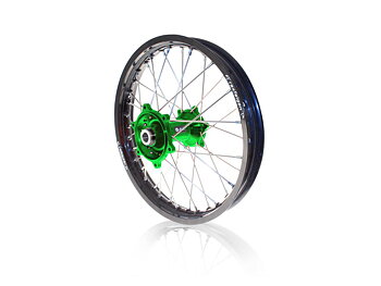 ART MX Complete Front + Rear Wheel 21x1,60/19x2,15 Black Rim/Green Hub Kawasaki KX450F 09-18