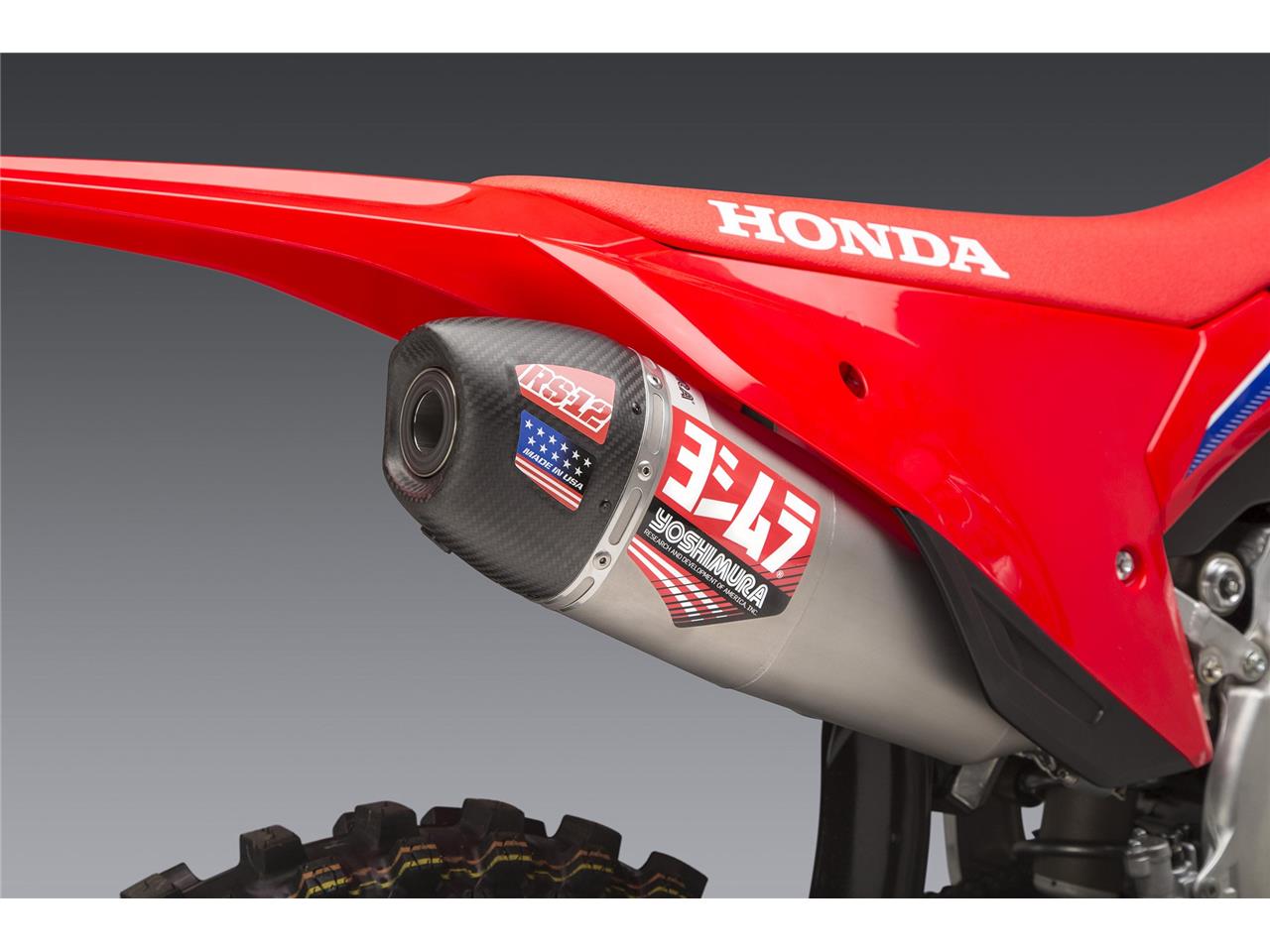 YOSHIMURA RS-12 Signature Series Full Exhaust System Stainless Steel/Titane Muffler/Carbon End Cap Honda CRF450R/RX 2021 SLUT HOS TILLVERKAREN - 3