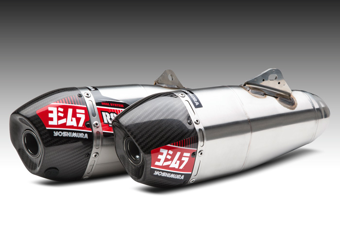 YOSHIMURA RS9- Full Exhaust System Stainless Steel/Stainless Dual Slip-on/Carbon End Cap Honda CRF250R 18-21 - 4