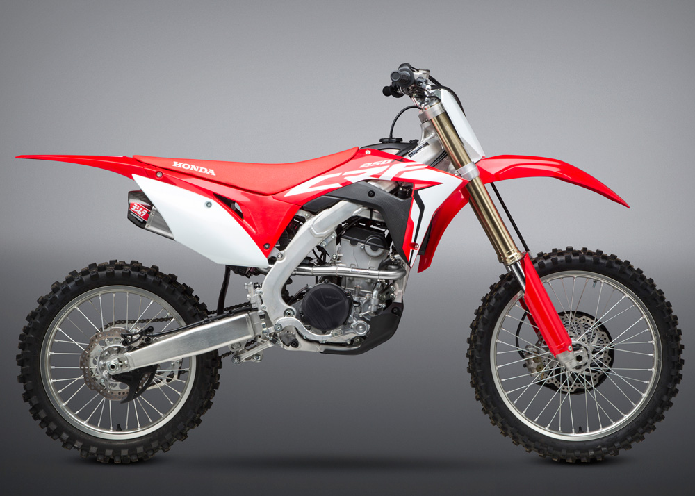 YOSHIMURA RS9- Full Exhaust System Stainless Steel/Stainless Dual Slip-on/Carbon End Cap Honda CRF250R 18-21