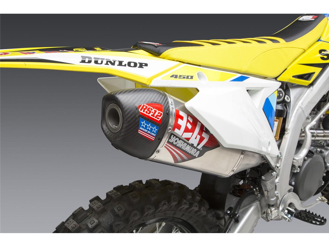 YOSHIMURA RS-12 Signature Series Full Exhaust System Stainless Steel/Alu Muffler/Carbon End Cap Suzuki RM-Z450 18-21 - 5