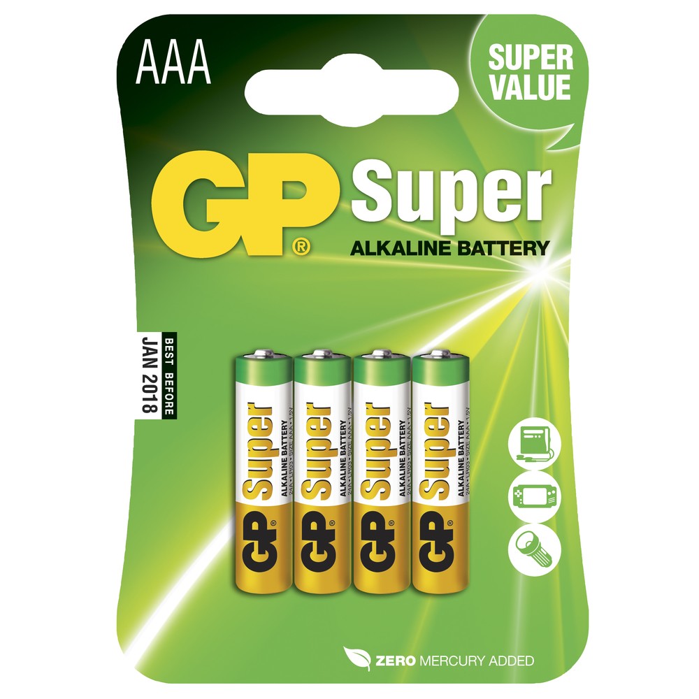 BATTERI 1,5V AAA/LR03 SUPER ALKALINE 4ST