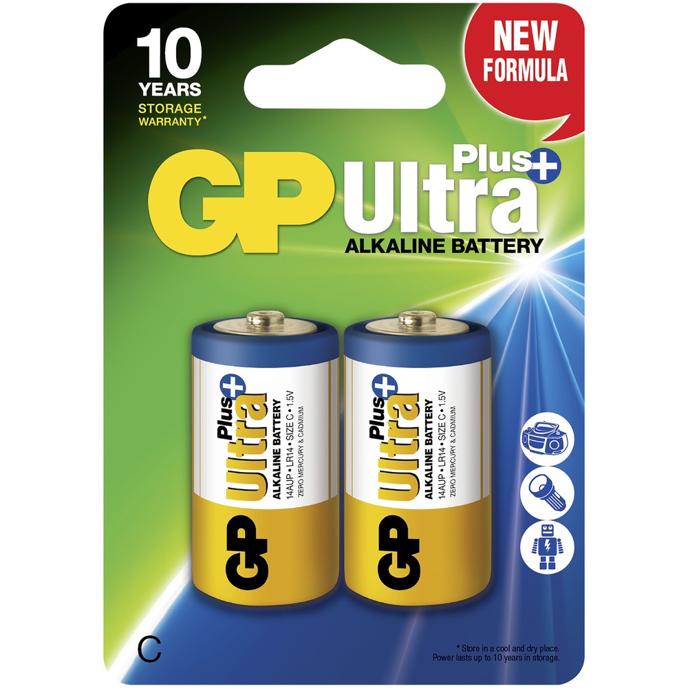 BATTERI 1,5V C/LR14 ULTRA+ ALKALINE 2ST