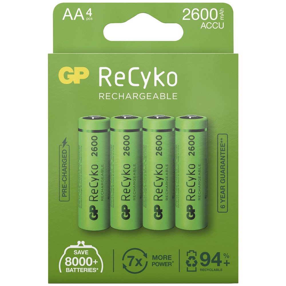 LADDNINGSBART BATTERI 1,2V AA 2700MAH RECYKO 4ST