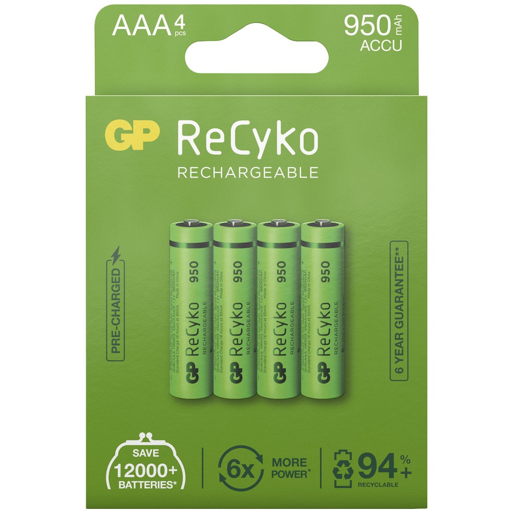 LADDNINGSBART BATTERI 1,2V AAA 950MAH RECYKO 4ST