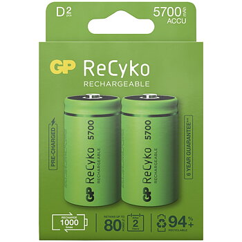 LADDNINGSBART BATTERI 1,2V D MAH RECYKO 2ST