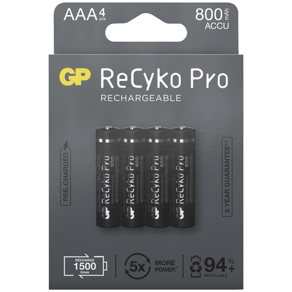 LADDNINGSBART BATTERI 1,2V AAA 800MAH RECYKO PRO 4