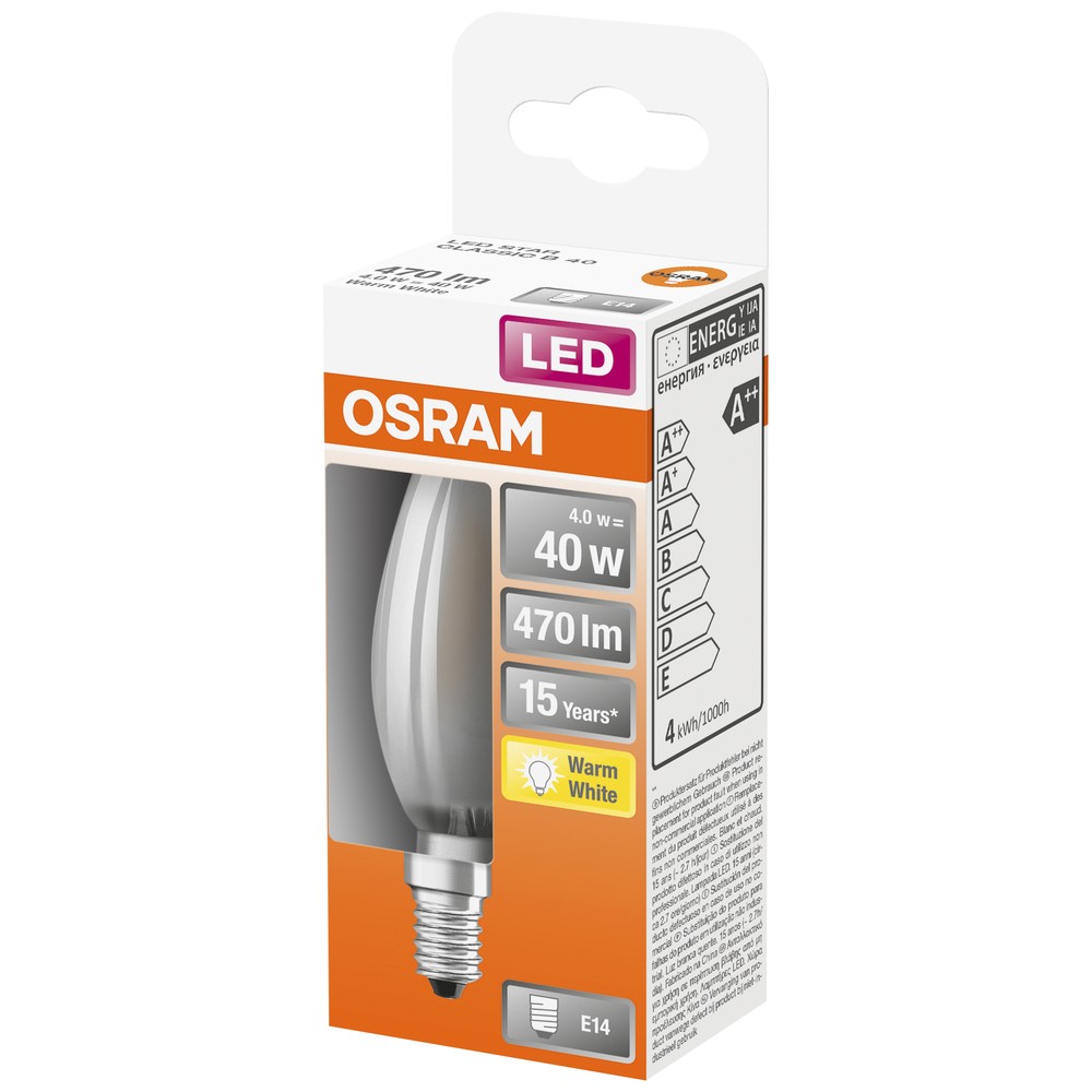 LED STAR CLASSIC B MATT 40 NON-DIM 4W/827 E14