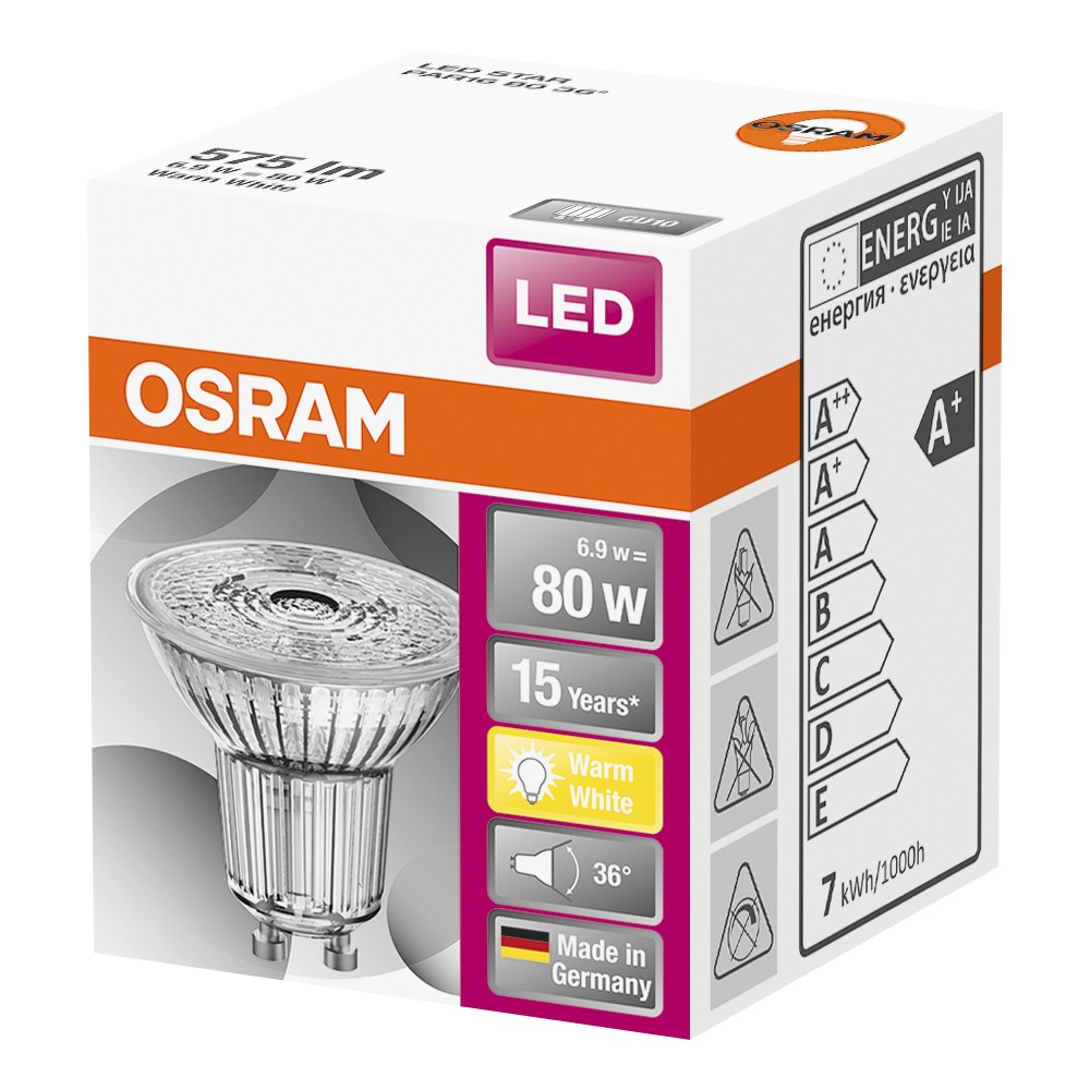 LED STAR PAR16  80 NON-DIM 36GRAD. 6,9W/827 GU10