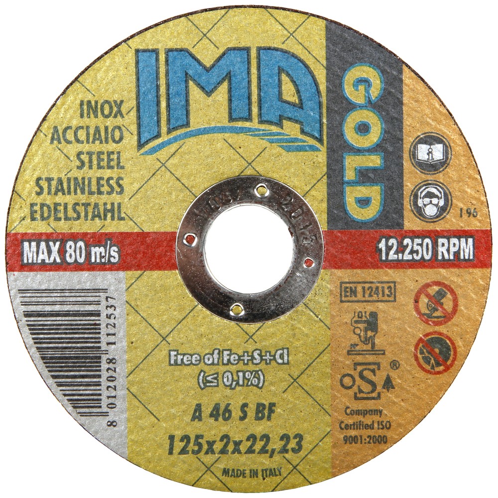 KAPSKIVA 125X2,0X22,2MM GOLD INOX